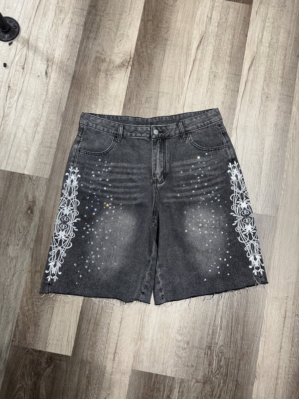 Side Embroidered Jorts