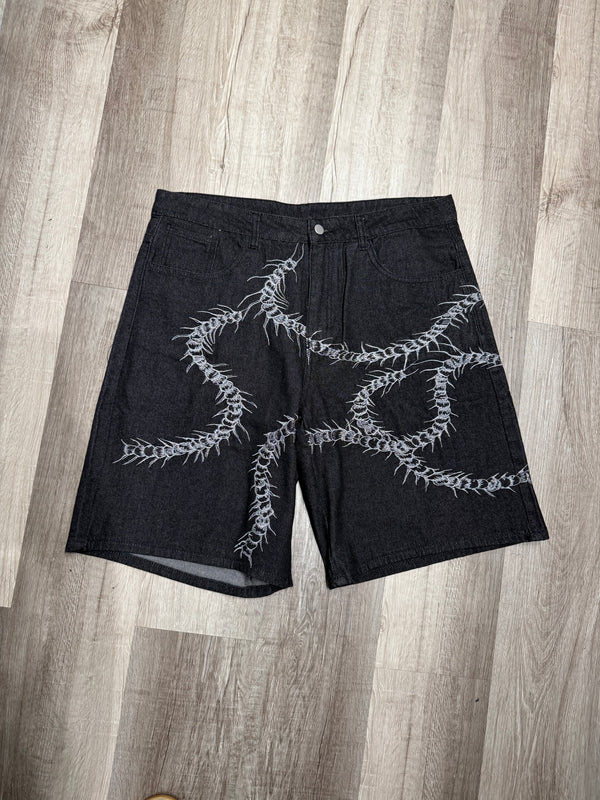 Skeleton Snake Black Jorts