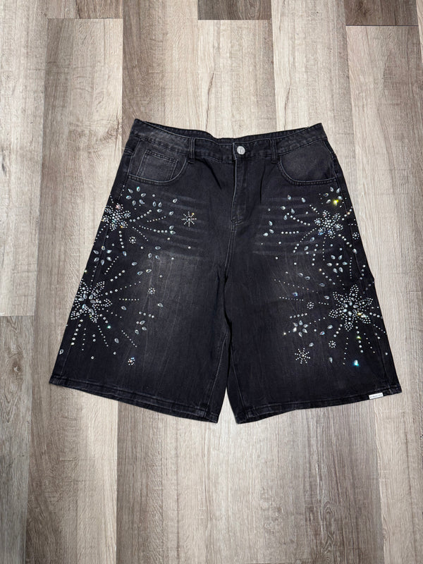 Flower Rhinestones Jorts