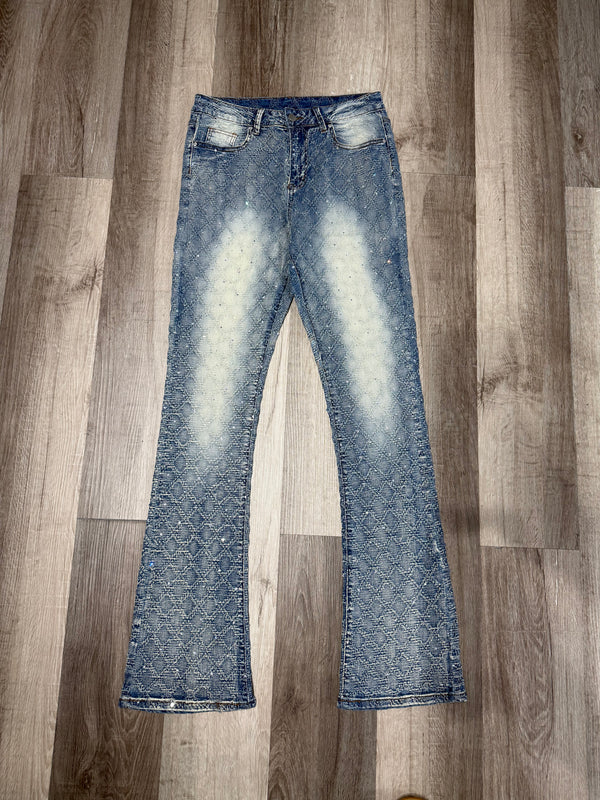 Rhinestone Blue Flare Jeans