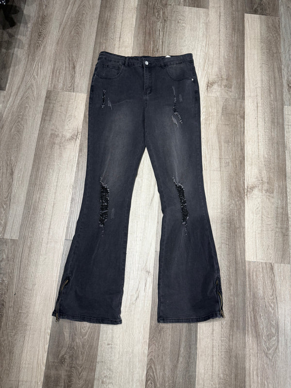 Ripped Flare Black Jeans