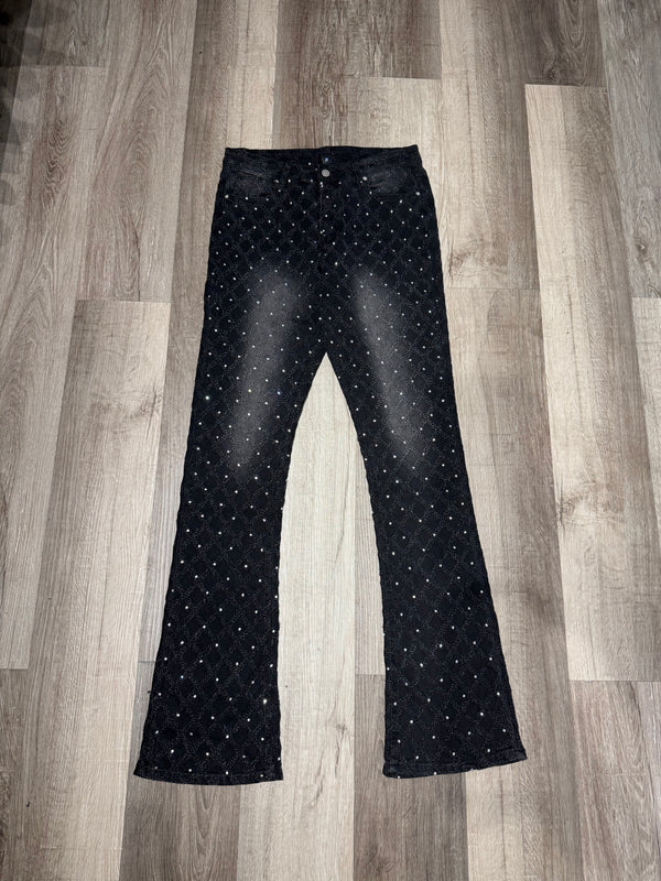 Rhinestone Black Flare Jeans