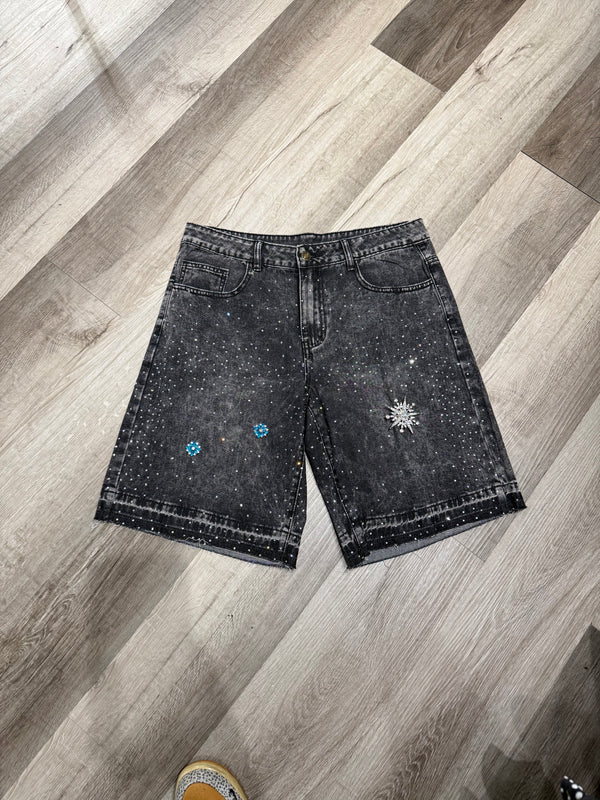Black Wash Snowflake Jorts