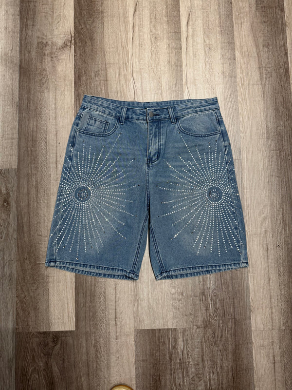 Blue Sun Rhinestone Jorts
