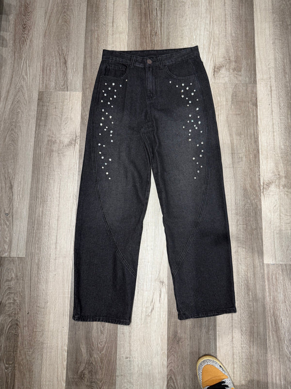 Y2K Rhinestone Black Jeans