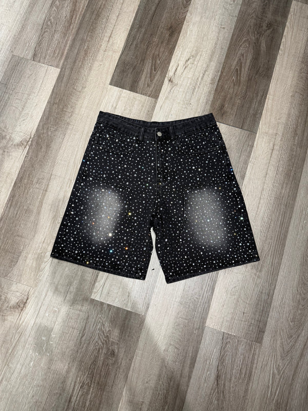 Black Rhinestone Jorts