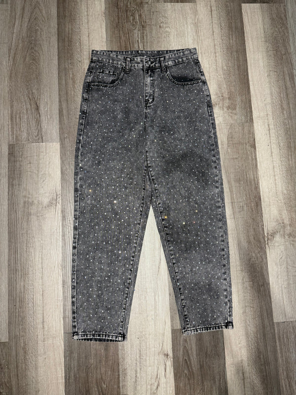 Light Grey Wash Rhinestone Jeans