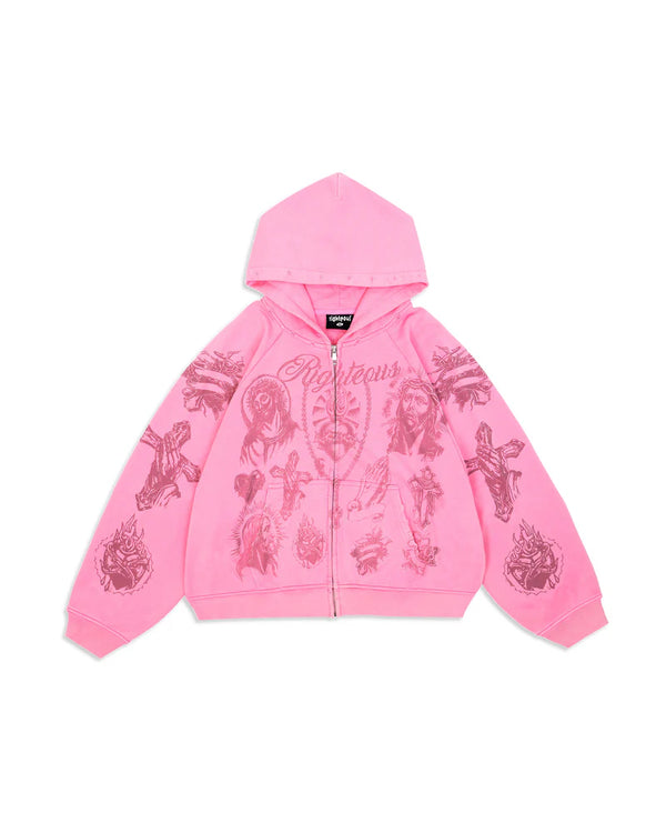 We Are Righteous "Tatted Believer" Zip Up (Pink)