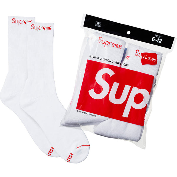 Supreme Hanes Crew Socks White