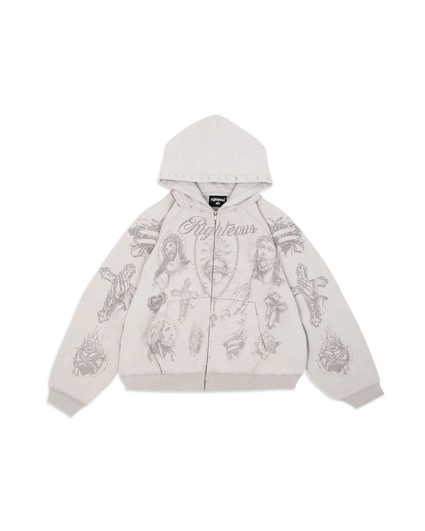 We Are Righteous "Tatted Believer" Zip Up (Grey)